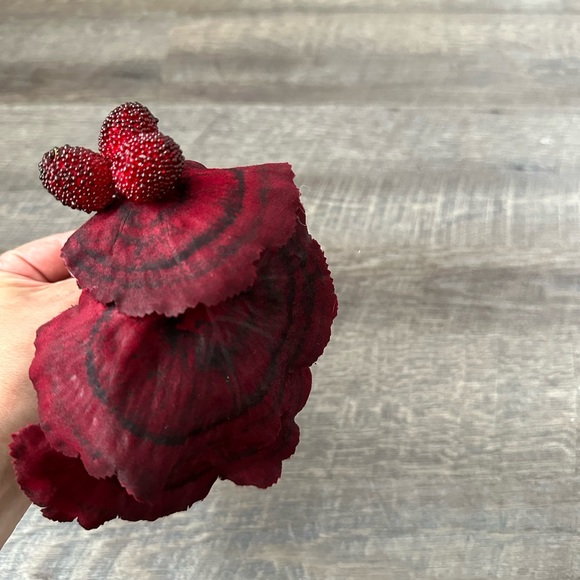 Handmade Designer Fascinator Headband Floral Black Red Tree Mushroom and Berries - Picture 6 of 11